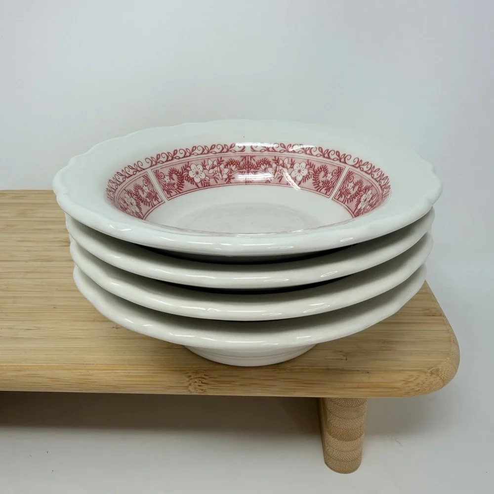 Syracuse China Strawberry Hill 4 Cereal Bowls 6.5